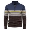 New Autumn and Winter Stand-up Collar Men's Sweater Half-zip Cotton Men's Patchwork Casual Sweater