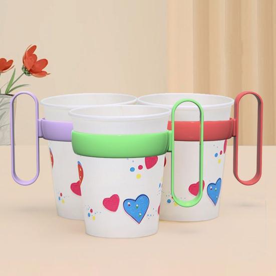 12 Pièces Sous-verre Réutilisable Poignée Élargie Anti-brûlure Isolation Thermique Boucle Élastique Manches Réutilisables en Plastique PP Porte-boissons Chaudes