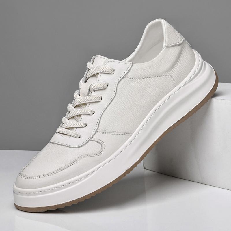 Spring Fashion  Top Layer Cowhide Comfortable Lace Up Sports Shoes High-quality Classic Black Outdoor Casual Leather Shoes