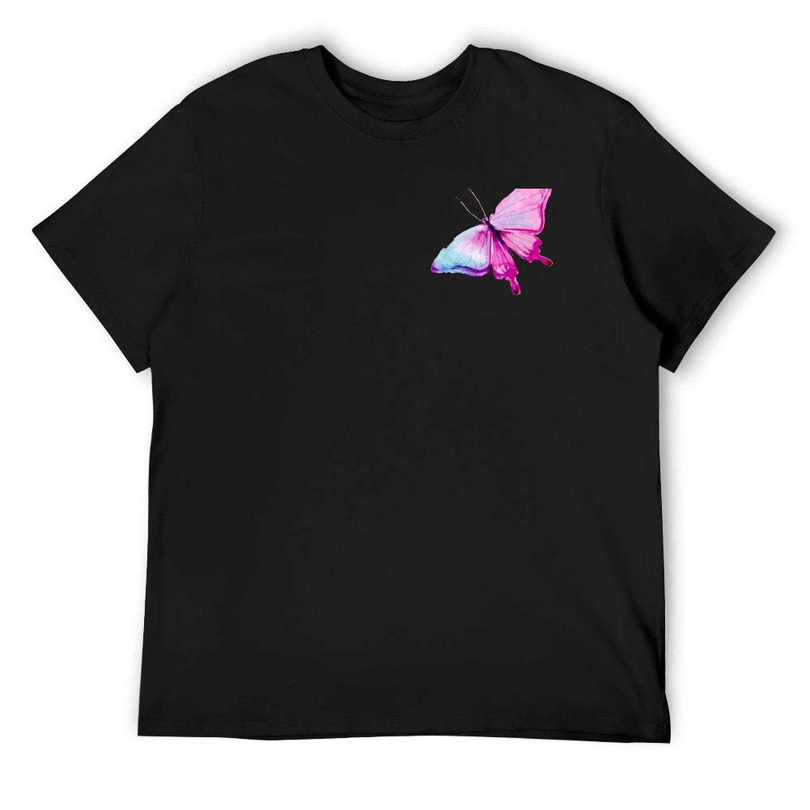 

pink butterfly T-Shirt custom shirt boys whites summer clothes oversized t shirt men 4XL