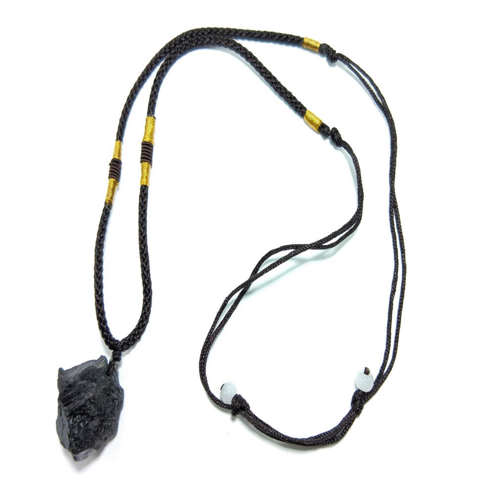 Natural Stone Necklace Black Pendant Clavicle Chain Adjustable Length Tourmaline Stone Pendant Clavicle Chain Party Gift 1