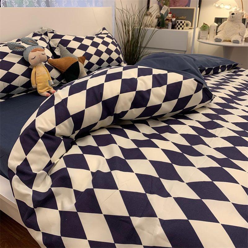 

Покрывало в скандинавском стиле, двухпредметное, туманно-серое, пододеяльник, комплект постельного белья из четырех предметов, простыни, постель для общежития, набор из трех предметов 150*200cm [single quilt cover]] X Blue Quilted