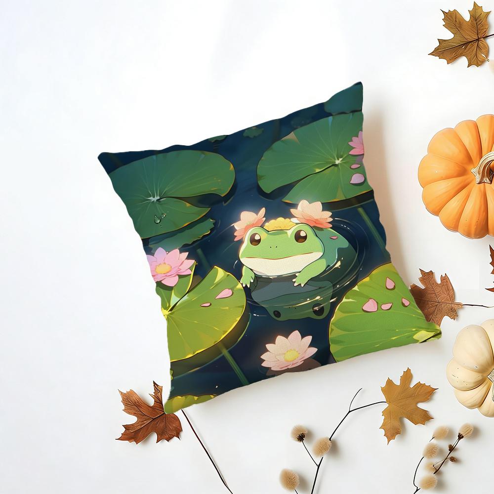 FFrog Aesthetic Cushion Cover Washable Linen Pillowcase Soft  for Daily Sofa Bed Home Room Decor