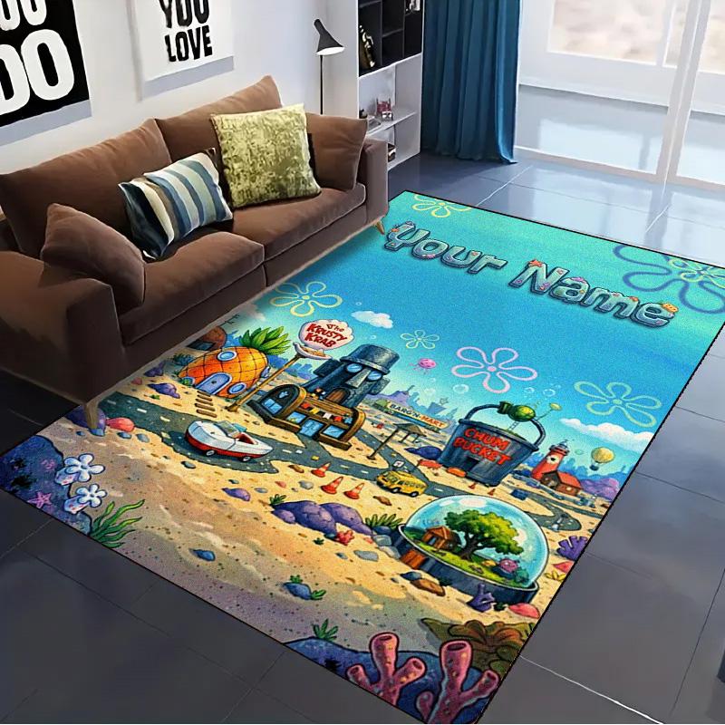 Name Custom Cartoon Spongebob Carpet Rug for Living Room Bedroom Home Sofa Decoration,Kids play Non-slip Floor Mat