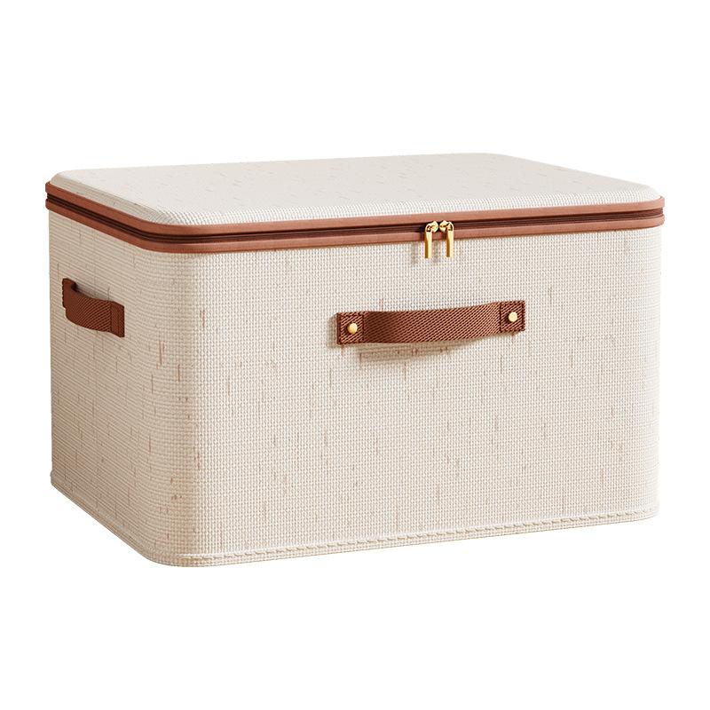 Linen Zipper Storage Boxes Large Capacity Non-Woven Fabric Clothing Organizer Bins Home Bedroom Closet Organization