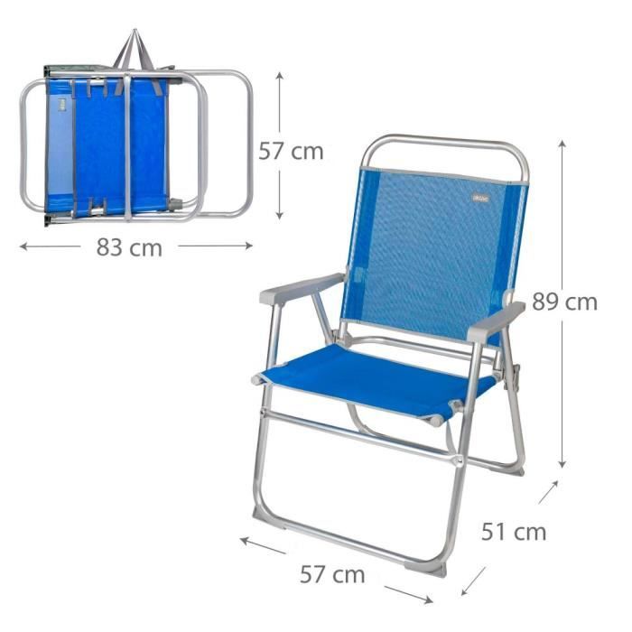 Beach Chair - Aktive Beach - Folding - Aluminum - 57x51x89 Cm - Comfortable and Lightweight