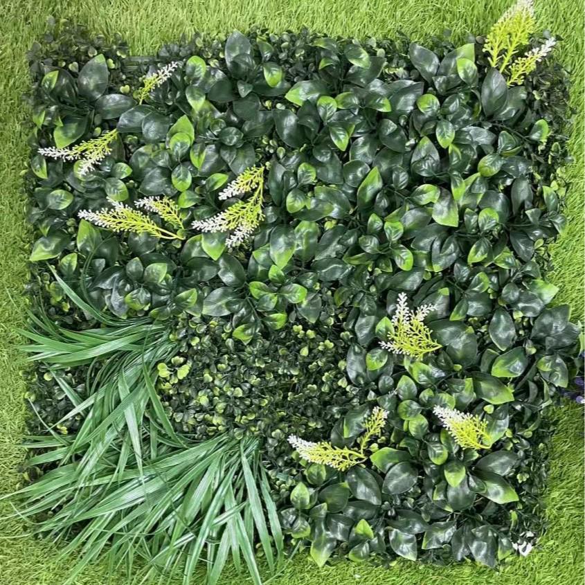 50×50cm Artificial Green Plant Wall - Plastic Vertical Garden, Fake Flower Wall, Synthetic Turf Background