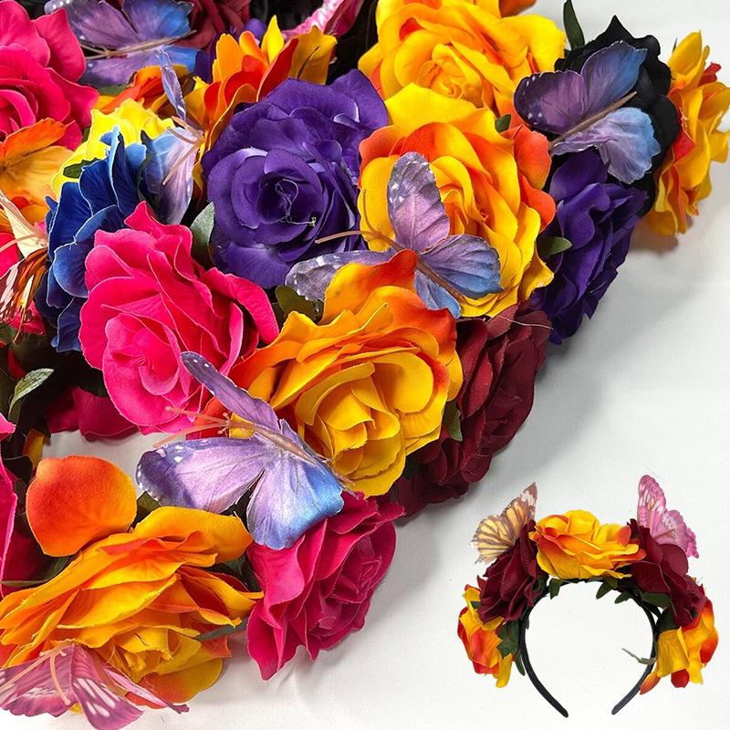 Halloween/Mexikanischer Haarschmuck Karnevalskrone Cosplay Stirnband Mexikanische Rosenkrone Florale Formen Party Mehrfarbig