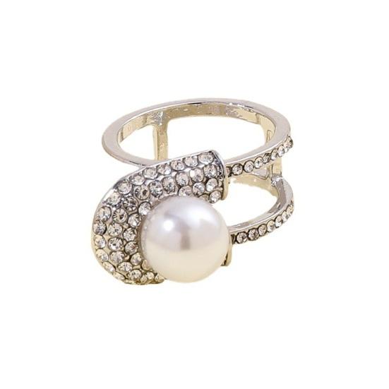 Rhinestone Scarf Ring Clip Faux Pearl Neckerchief Slide Women Fashion Wrap Holder Clothes Ring