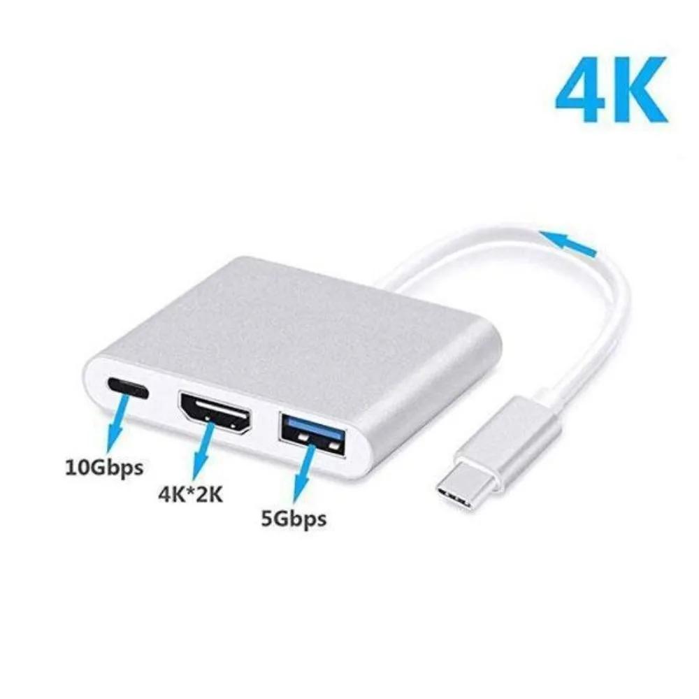 4K Type C Adapter Digital Multiport Hub Type C To Video Connector with USB 3 0 Port and Type C Charging