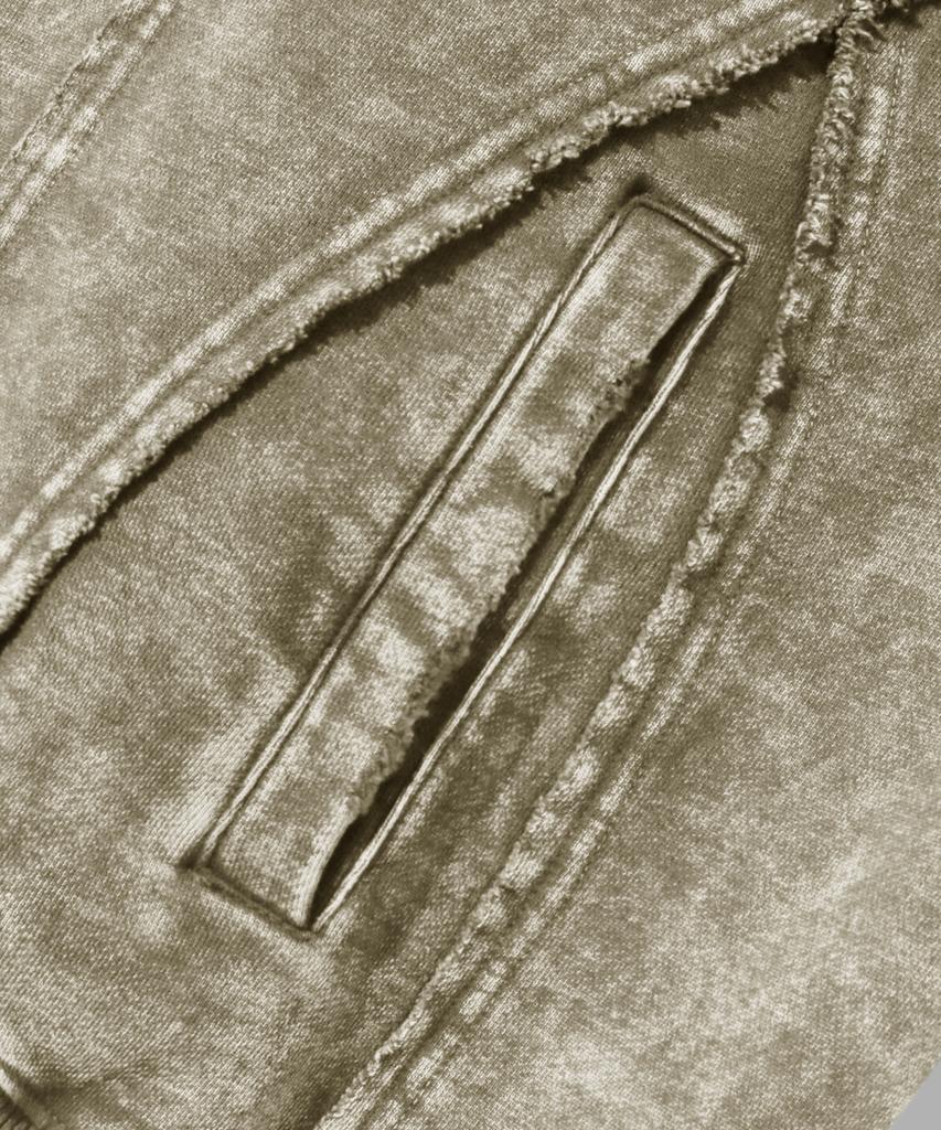 Felpa con zip oversized effetto distressed pigmentato Trillion [Kaki Chiaro]
