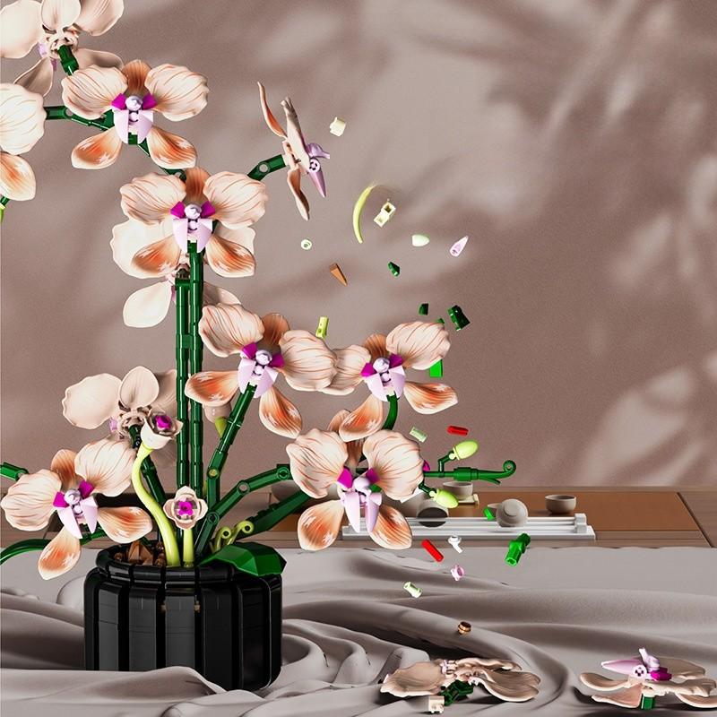 Orchid Plant Simulated Model Kit With Abs Material For Enthusiasts Collector And