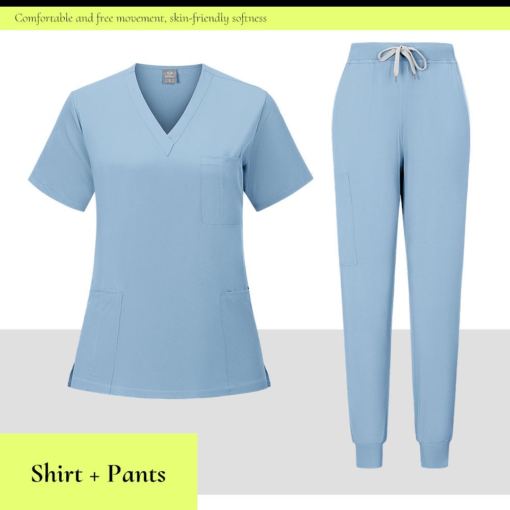 Ready-To-Ship: TEM Women's Scrub Set - 13 Colors, Four-Way Stretch, Short Sleeve, Long Pants