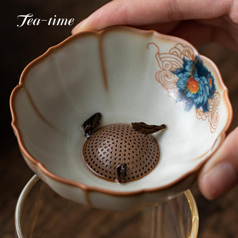 Ru Kiln Tea Strainer Aesthetic Tea Sieve Ceramic Leaf Filter Gracked Can Nurture Stainer Accessories Mate Teapot Infuser Tool