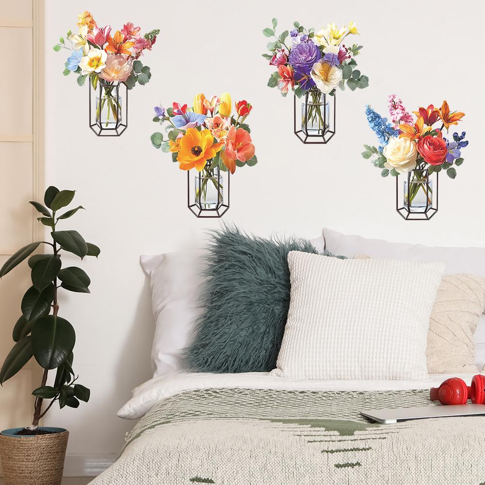 Vaso da Fiori Dipinto Creativo per la Decorazione del Soggiorno e dello Studio, Adesivi per Embellire la Superficie
