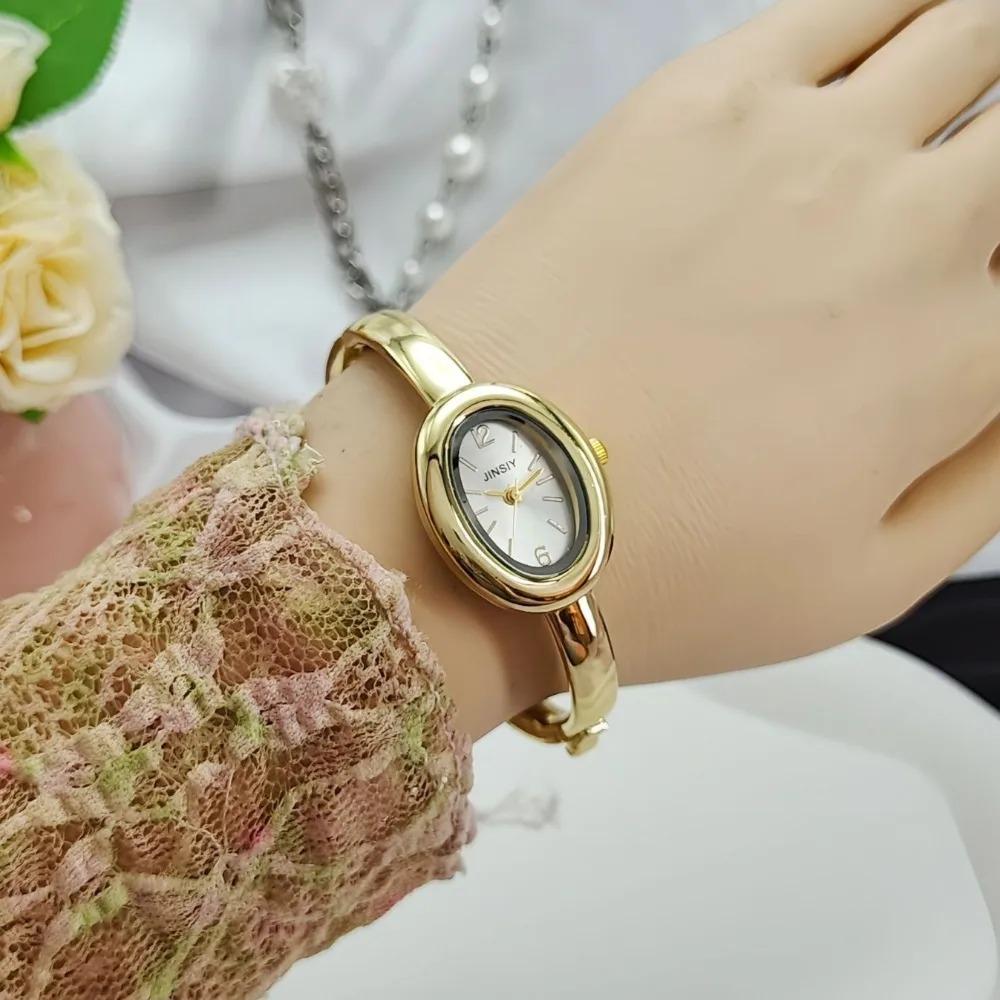 Famous Brand Gold Quartz Watch Women Bracelet Watches Fashion Oval Bathtub Shaped Wristwatches Dropshipping Clock Luxury Gifts