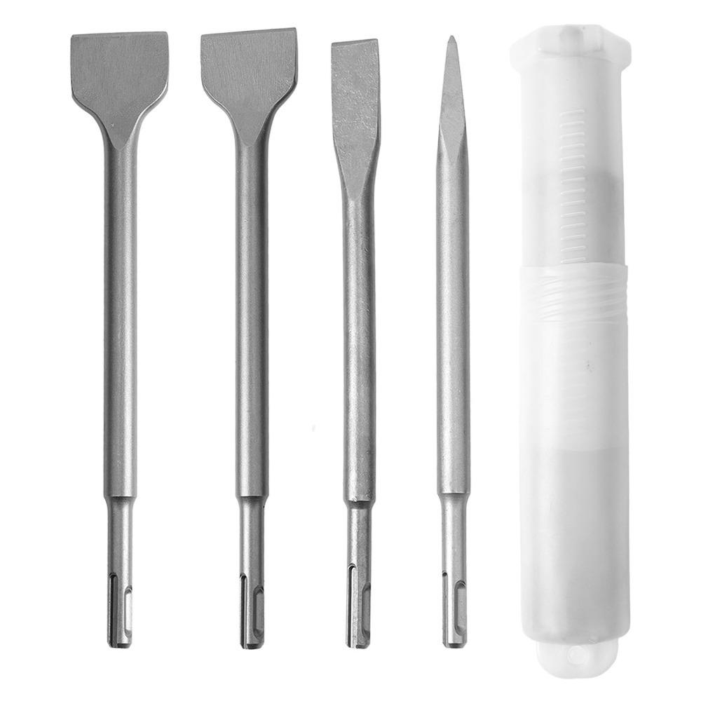 4pcs Round Shank Chisel Bit Set SDS Plus Shank Electric Hammer Bit  For Concrete Structure