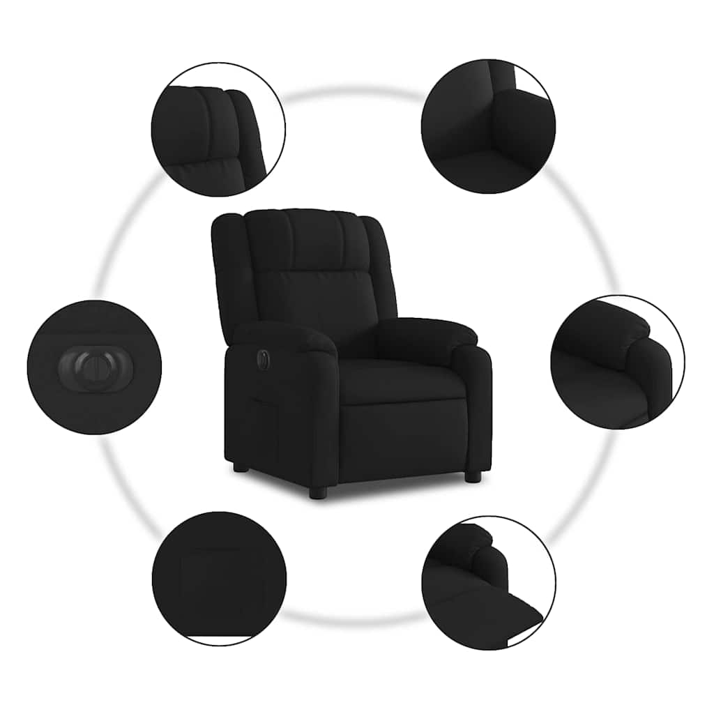 Electric Recliner Chair Black Fabric