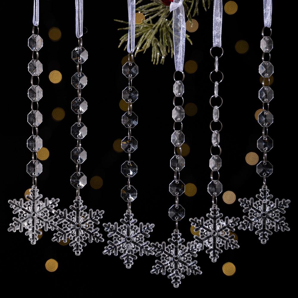 Snow Beads Star Christmas Tree Hanging Pendants Transparent Christmas Decorations  Christmas