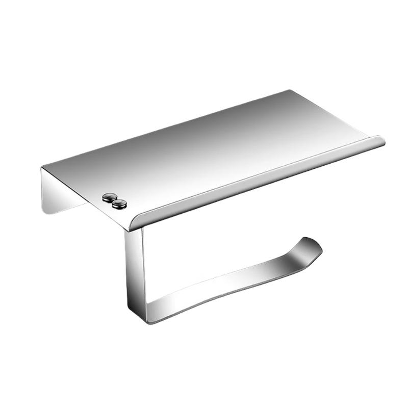 Wall-Mounted Bathroom Toilet Paper Holder with Phone Shelf