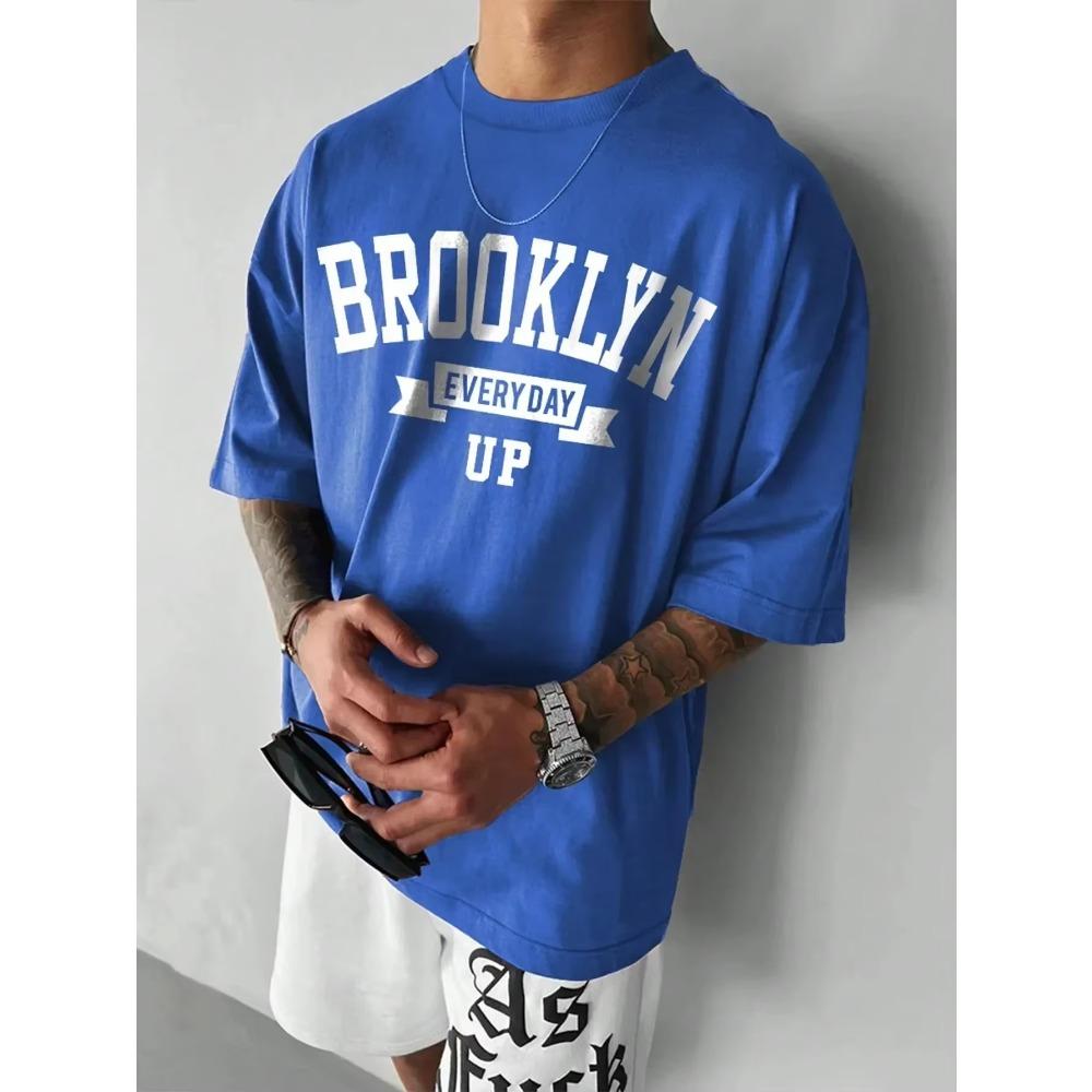 Summer Men's Cotton T-shirt Printed Top T-shirt Men's Pure Cotton Printed T-shirt