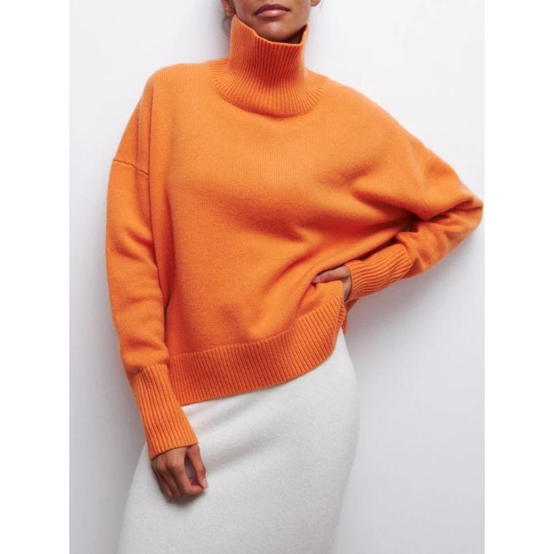 Women's Knitted Sweater Turtleneck White Black Christmas Loose Oversized Pullover Casual Knitwear Soft Sweater for Women 2025