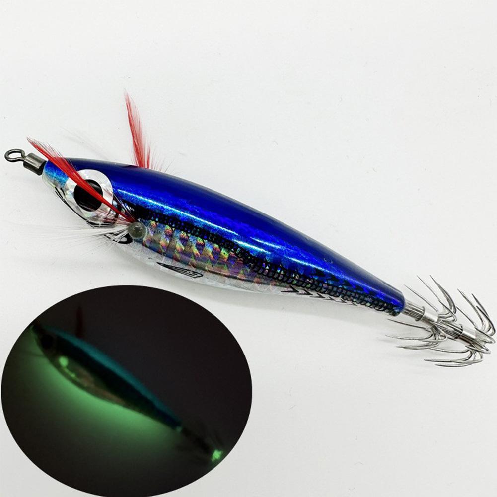1-3Pcs Luminous Artificial Squid Hook Horizontal Bionic Shrimp Baits Wood Shrimp Cuttlefish Hard Bait for Cuttlefish Sea Fishing