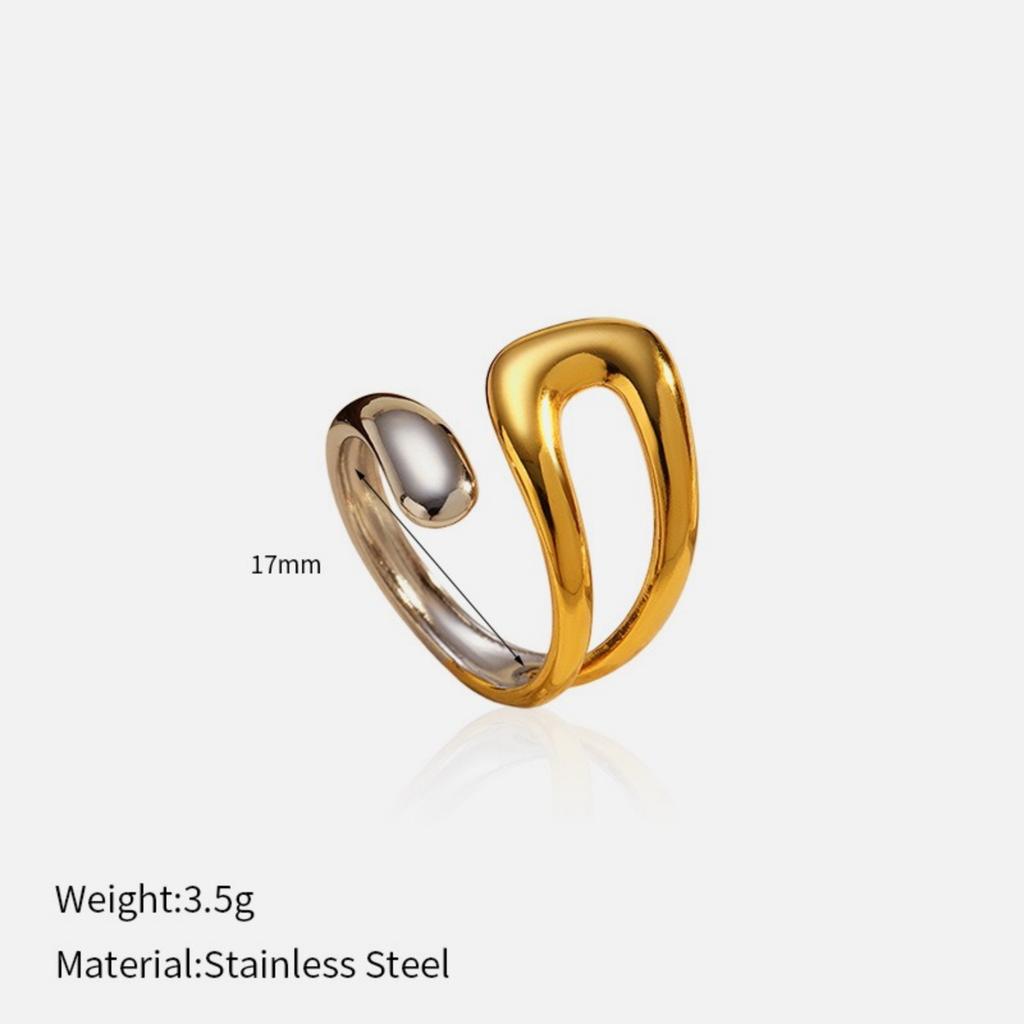 1 Piece Stylish Exquisite 304 Stainless Steel Open 18K Gold Plated Silver Plated Two Tone Rings For Women Gift Europe America