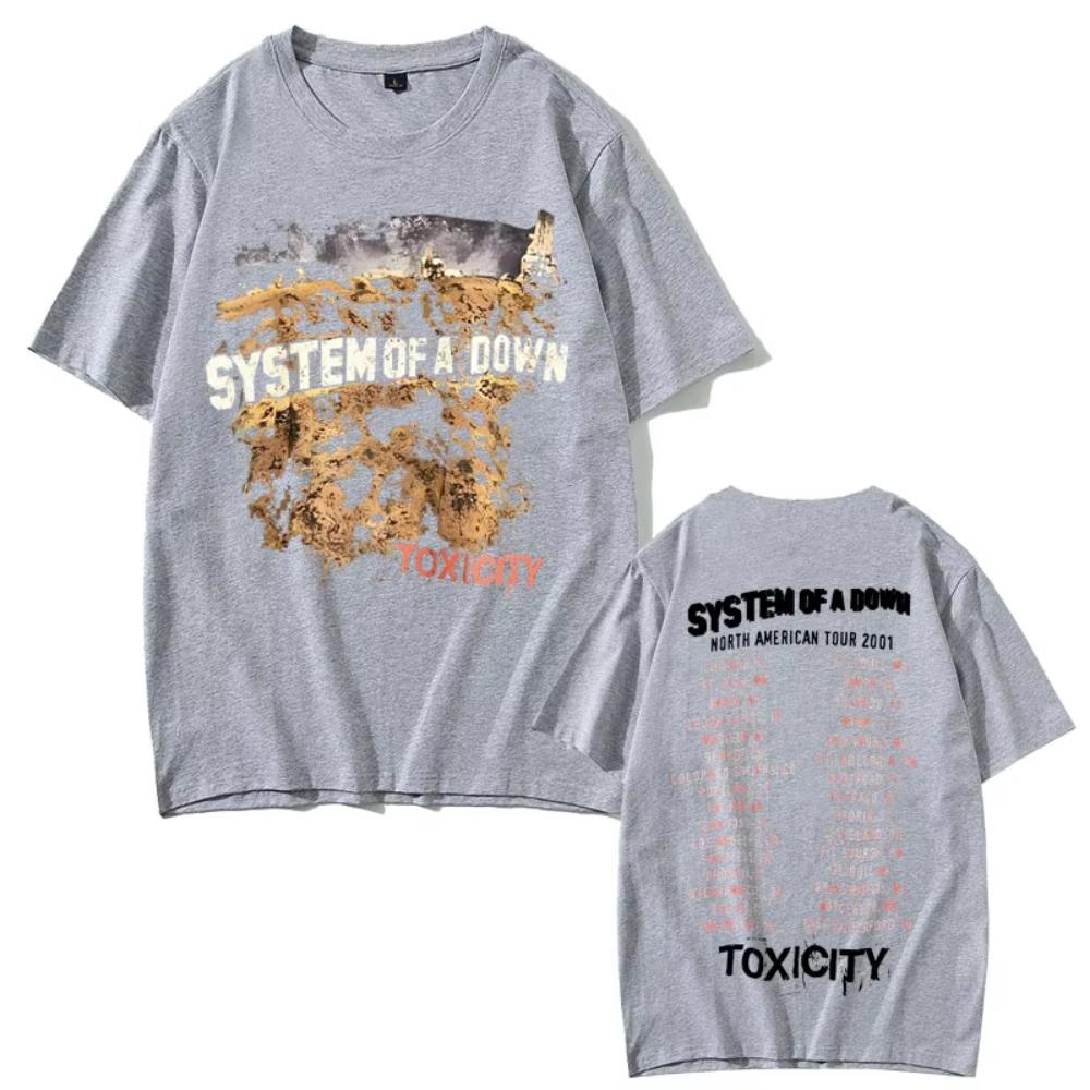 Vintage Rock Band System of A Down Toxicity Tour T Shirts Men's Women Gothic Punk Rock T-shirts Men's Hip Hop Oversized T Shirts