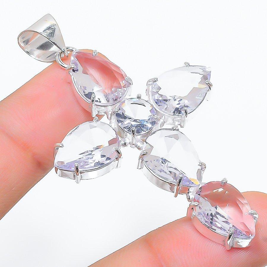 

Подвеска ручной работы в этническом стиле с крестом и белым топазом, 2,56 дюйма, SR-7482