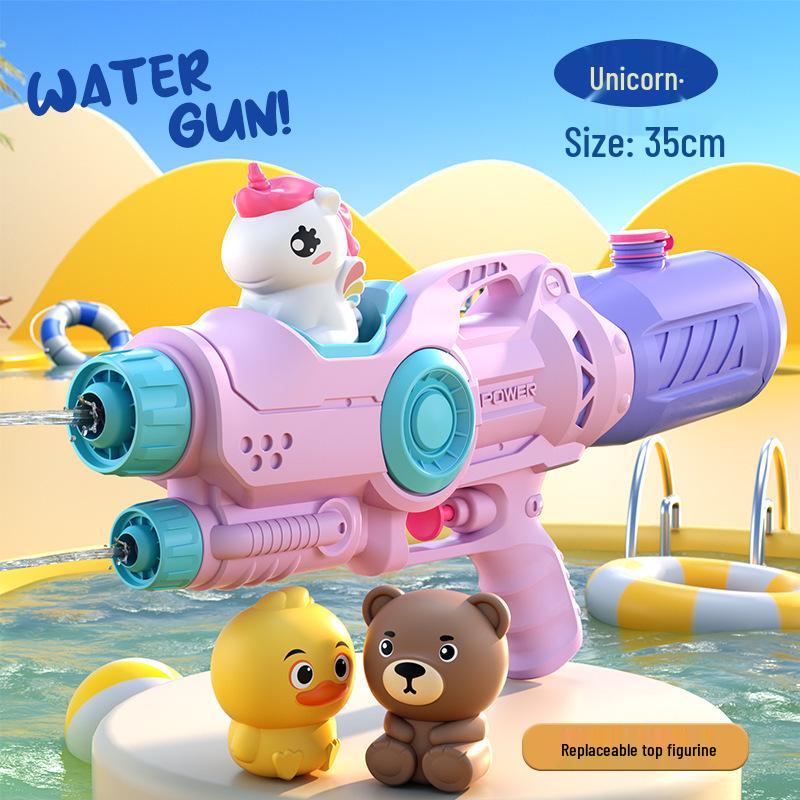 Double Nozzle Water Gun Toy: Little Horse, Dinosaur, Duck & Shark Squirt Gun