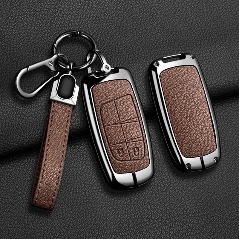 Zinc Alloy Leather Car Key Case For Jeep Compass Grand Cherokee Wrangler Compass Chrysler 300C Key Holder Car Key Cover Case