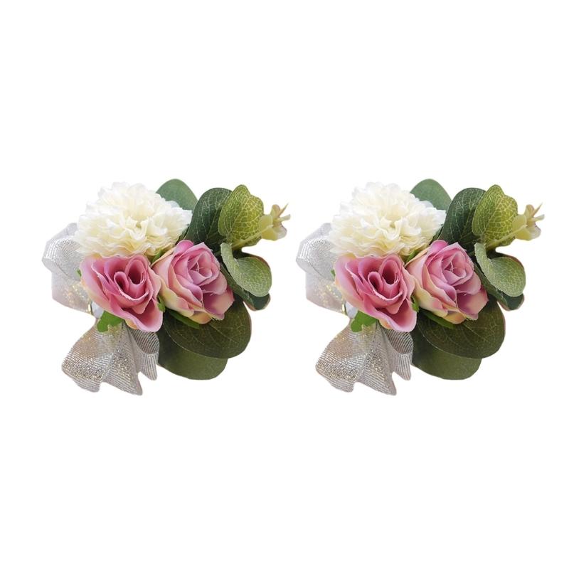 2Pieces Elegant Wrist Flowers for Bridesmaid and Party Decorations Wedding Decoration Gifts