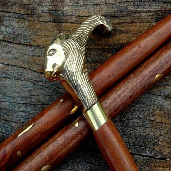 

Антикварный стиль Викторианский Винтажный Дизайнерская Латунная Ручка Трость Деревянная Трость M аэро