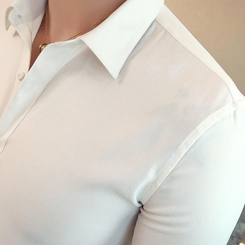 British Style Long Sleeve Shirt Men Clothing Fashion Autumn Business Formal Wear Chemise Homme Slim Fit