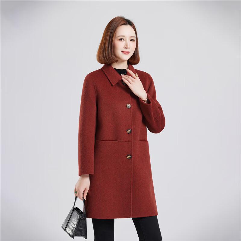 Fengmao Women's 100% Wool Double-Faced Mid-Length Coat