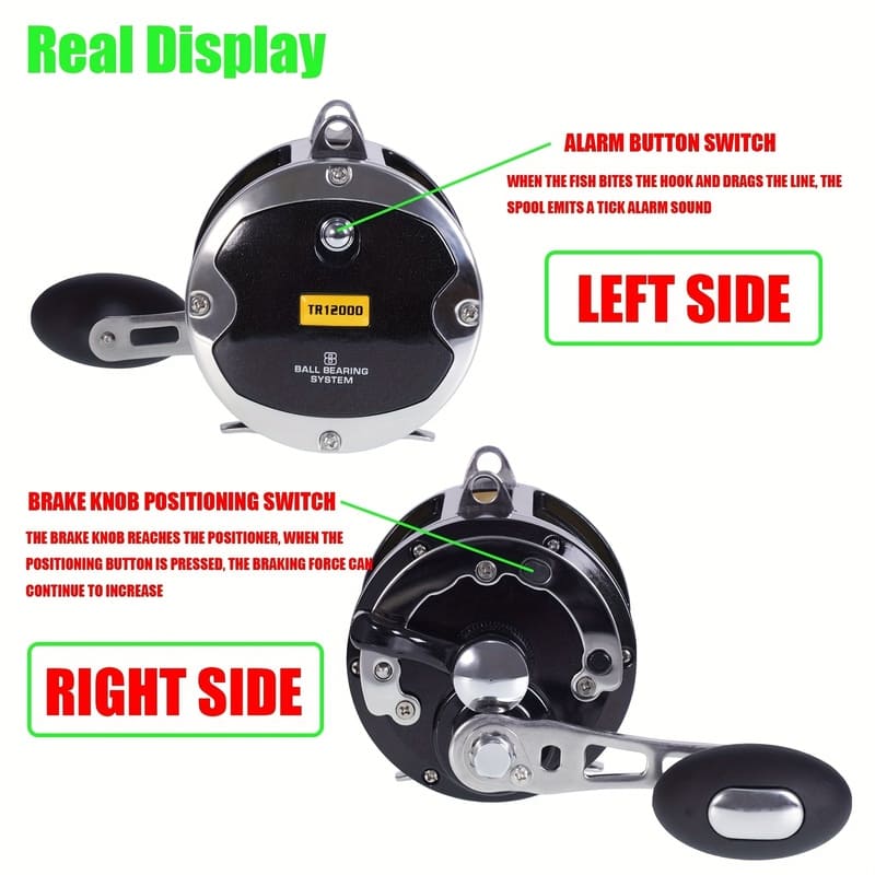 Fishing Reel  Sea Fishing Reel Super Strong Pulling Force  Drum-type Horizontal Trolling High Efficiency Transmission Suitable for Multiple Waters