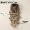 Gradient Brown Gold Long Loose Wavy Synthetic Wig 26 Inch Heat Resistant Fiber Daily Party Wig For Women