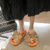 Damen Sommer Süße Große Schleife Sandalen und Hausschuhe Oberbekleidung Net Red Ins Tide Wild One-Word Drag Dickbesohlte Eva Hausschuhe