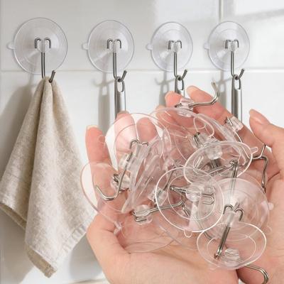 Transparent PVC Suction Cup Hooks Heavy Duty Removable Glass Hook Hanging Towels Keys Holders Kitchen Bathroom Window Hangers