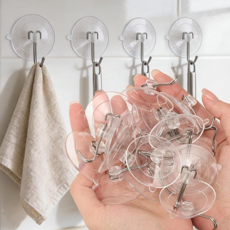 Transparent PVC Suction Cup Hooks Heavy Duty Removable Glass Hook Hanging Towels Keys Holders Kitchen Bathroom Window Hangers