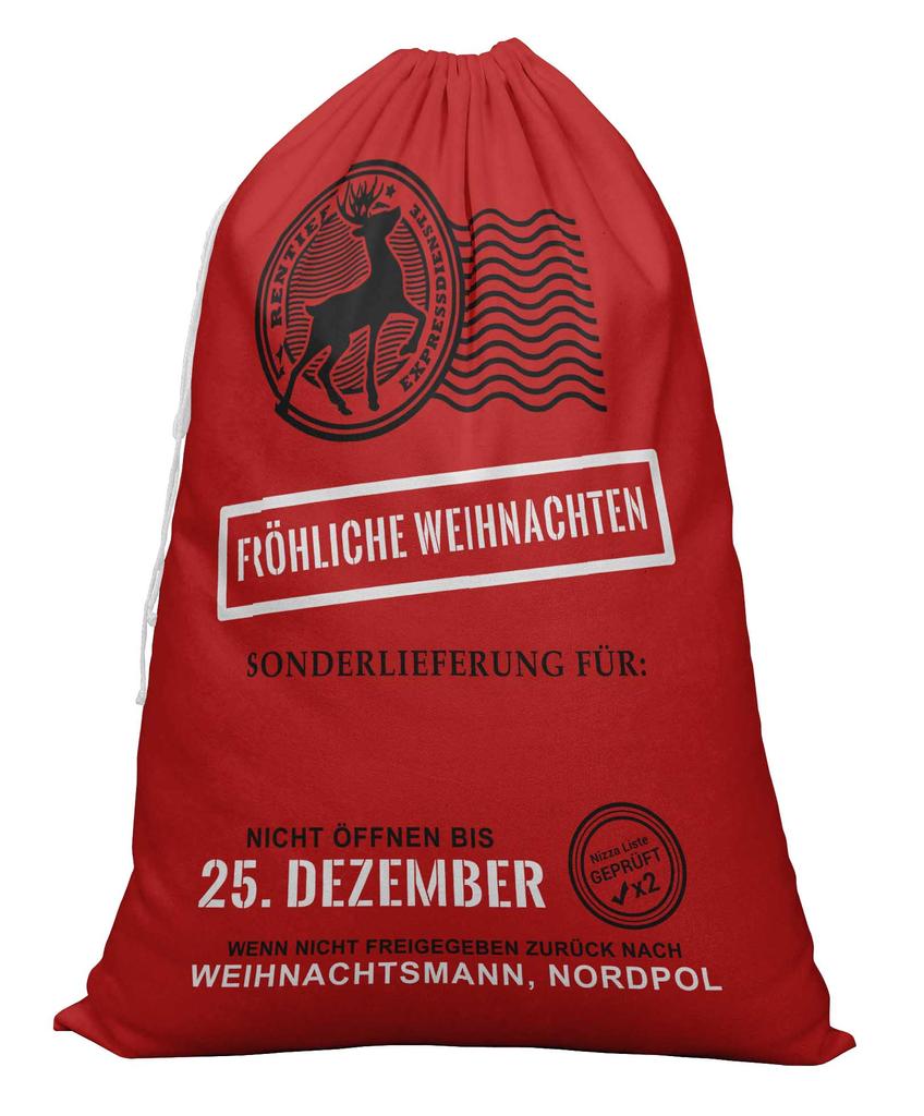 Printtoo 2 Pcs Large Santa Sacks With Drawstring Canvas Xmas Gifts Bags For Kids Christmas 27x20 Inch