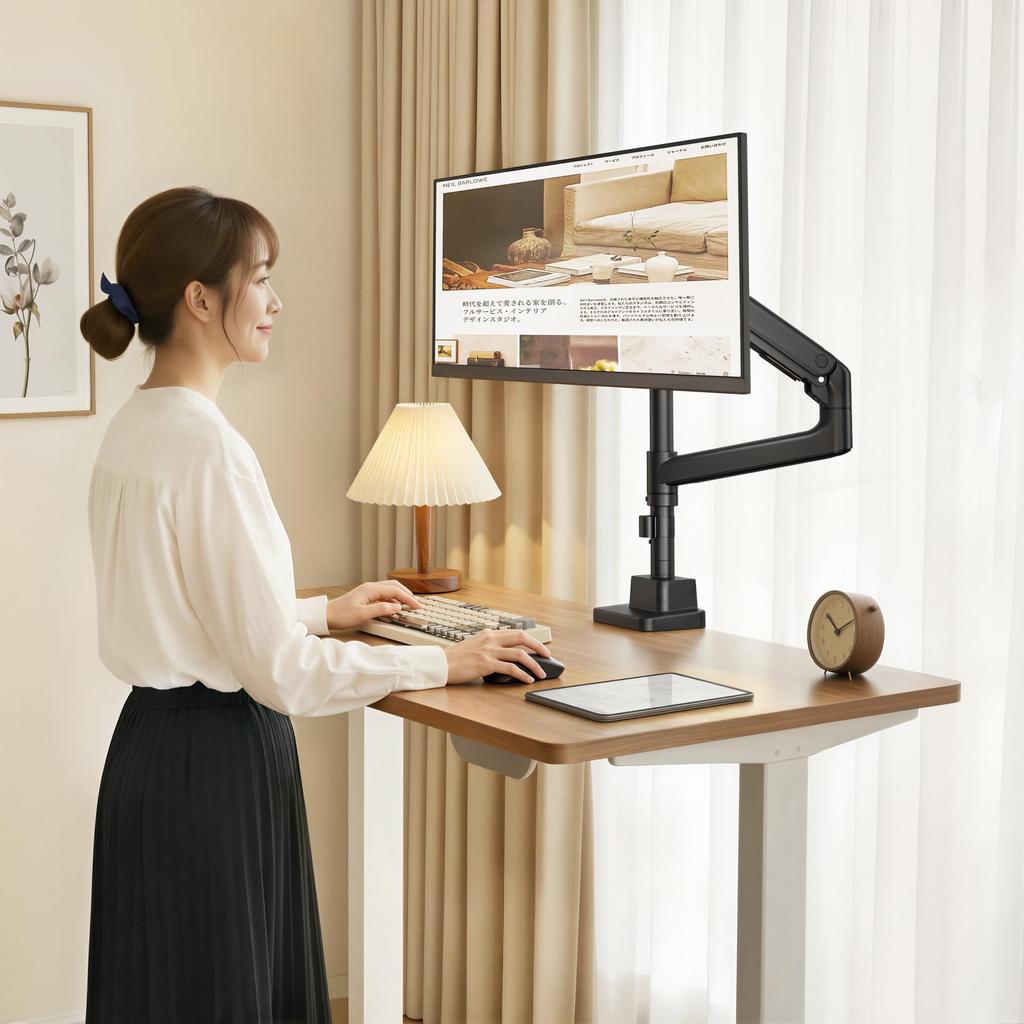 monTEK Monitor Arm Pro Zero Compatible with Inch Load Gas Spring Aluminum Alloy Large Long Pole - Gravity, 17-57 Monitors, 2-27kg Capacity, Type,