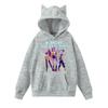 Ladies Fashion Casual Long Sleeve Printed Round Neck Hoodie Pullover Top With  Pockets