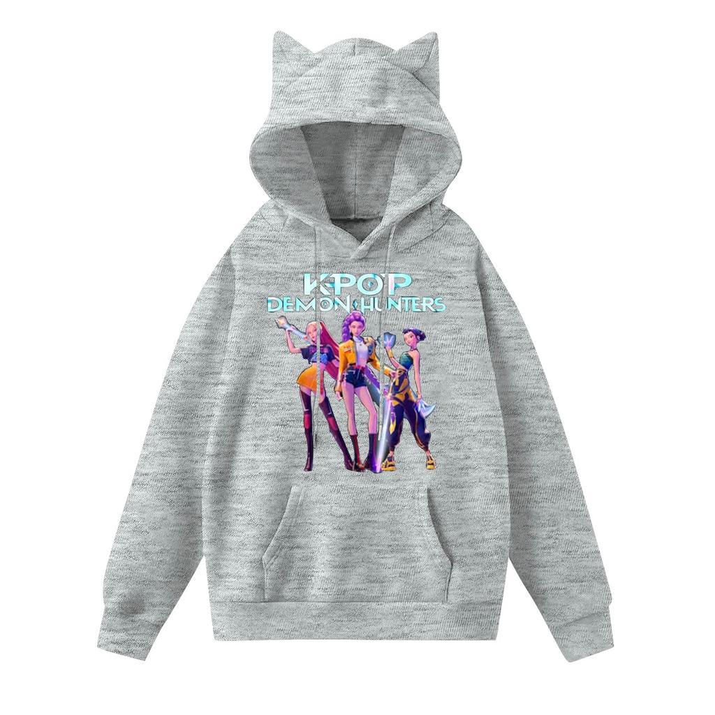 Ladies Fashion Casual Long Sleeve Printed Round Neck Hoodie Pullover Top With  Pockets