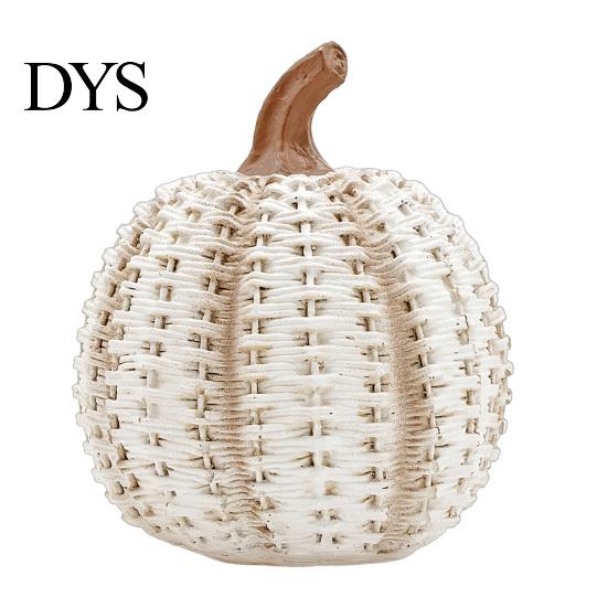 Simulated Rattan Texture Craft Faux Woven Pumpkin Ornament, Resin Decorative Figurine, Rustic Decor Farmhouse Desktop Decoration for Halloween Harvest