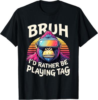 Alter, ich würde lieber Fangen spielen, Gorilla mit VR-Gamer-T-Shirt, Herren Damen T-Shirts Top