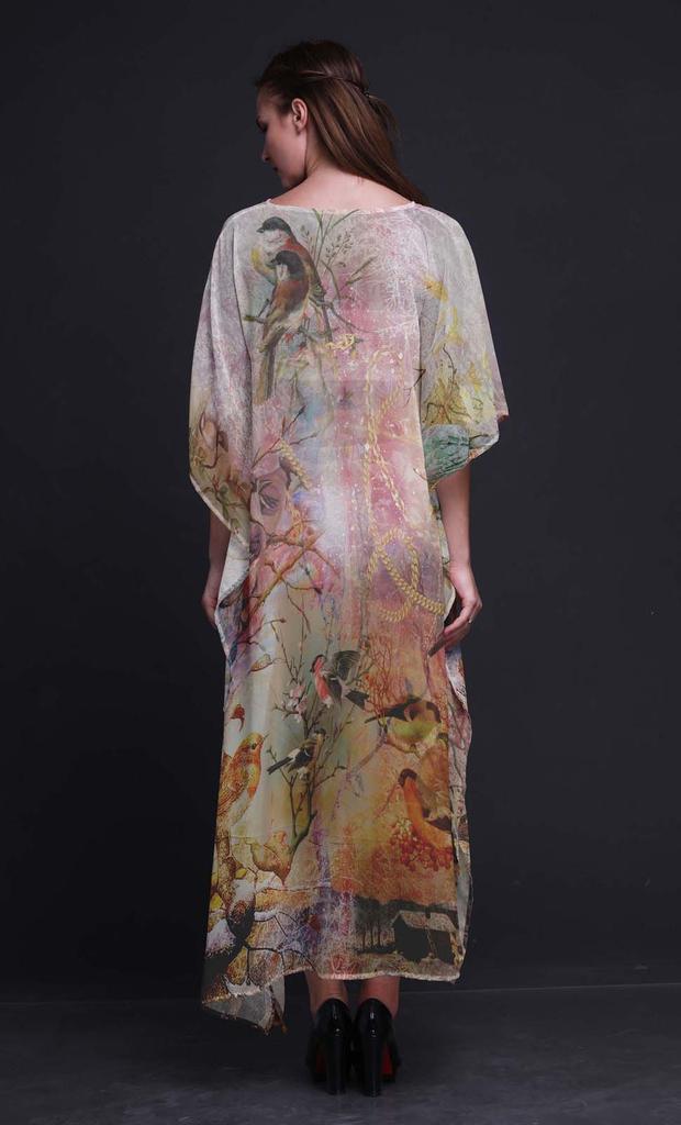 Phagun Sparrow Bird Long Caftan Maxi Dress Beach Swimwear Cover Up Womens