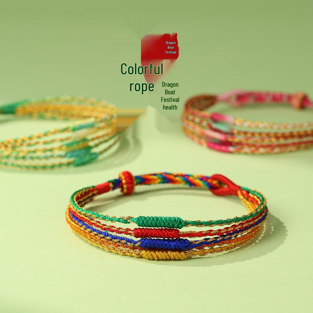 Ethnic Style Hand-Woven Five-Color Thread Bracelet for Adults & Children - Dragon Boat Festival Gift