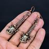 Golden Apache Pyrite 999 Copper Wire Wrapped Earrings, Handmade Gemstone Jewelry Earrings, For Memorial Day
